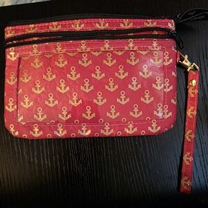 Simply Southern Red and Gold Anchor Clutch